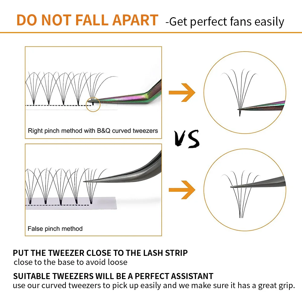 Готовые ресницы веер смешанной длины корейские ПБТ готовые короткий стержень темные черные для наращивания