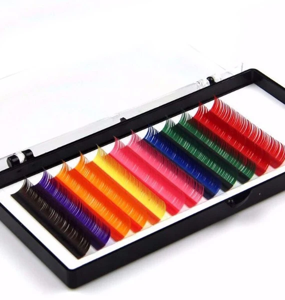 wholesale supplies neon vu colorful individual eyelash extensions easy to make fan private label colored eyelash extension