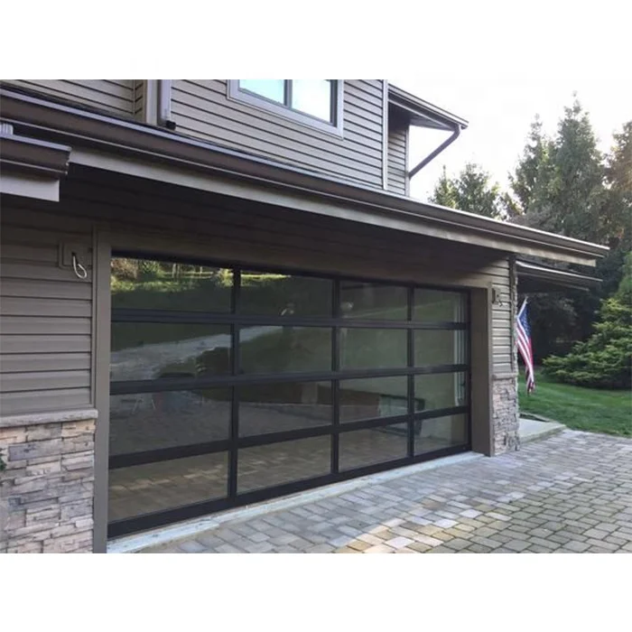 Modern design remote control sectional retractable garage roll up glass insulating garage door