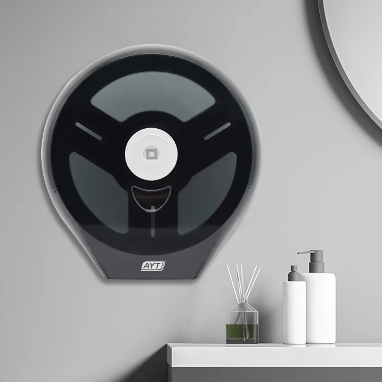 Funny smiling face bathroom thicken plastic clear black wall mount toilet roll paper towel tissue holder