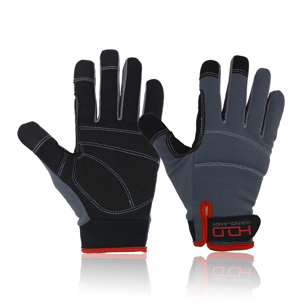 Hot sale stock multifunctional touch screen mechanic safety work glove Excellent Grip driver construction assembly glove for men