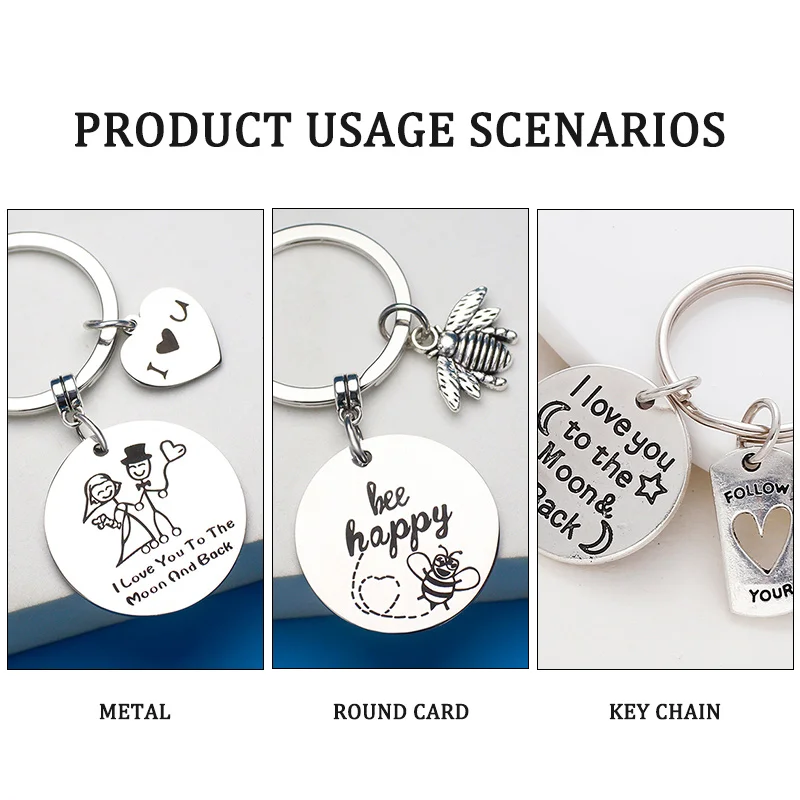 Fashion Engraved Forever Promise Keyring Couples Boyfriend Husband Anniversary Gift Keychain Jewelry Women Men Key Fob