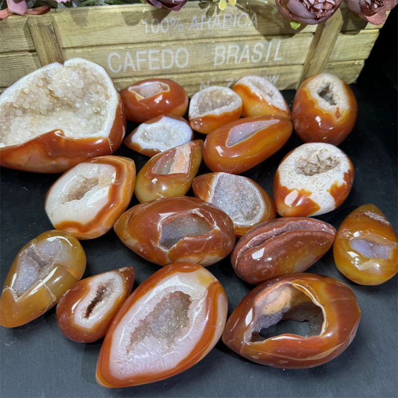 Kindfull Wholesale High Quality Crystal Natural Carnelian Druzy Egg Healing Stones For Meditation