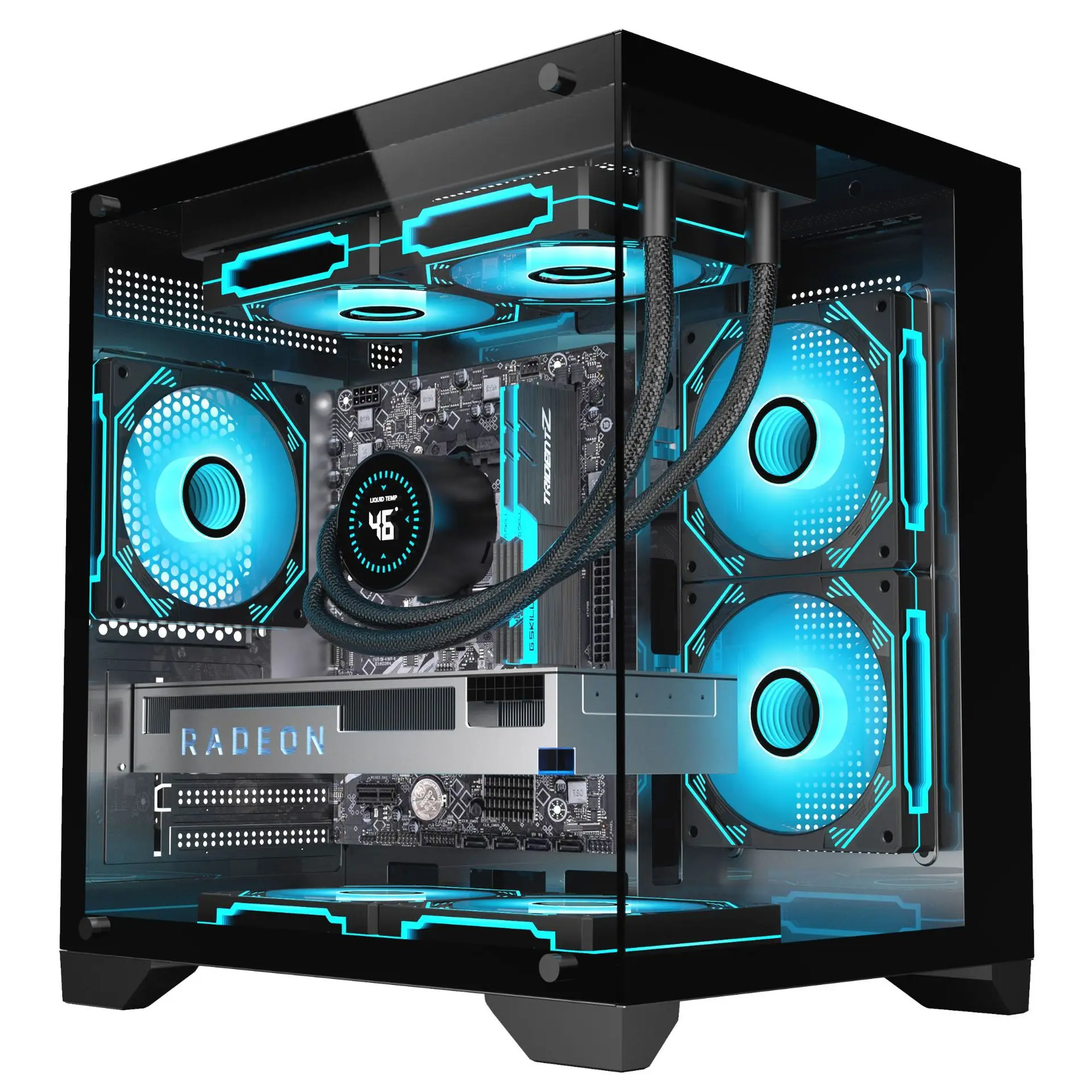 OEM Gaming Pc Cases Mid Tower Computer Case M-ATX / Mini-ITX Tempered Glass Pc Case