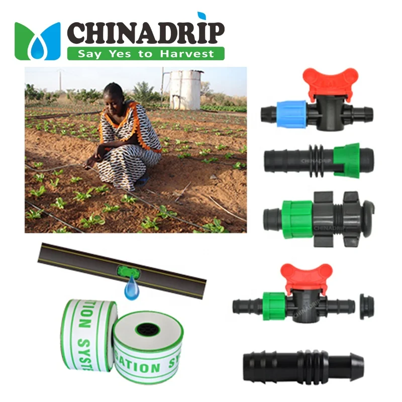 mini barbed coupling valve drip irrigation tape fittings