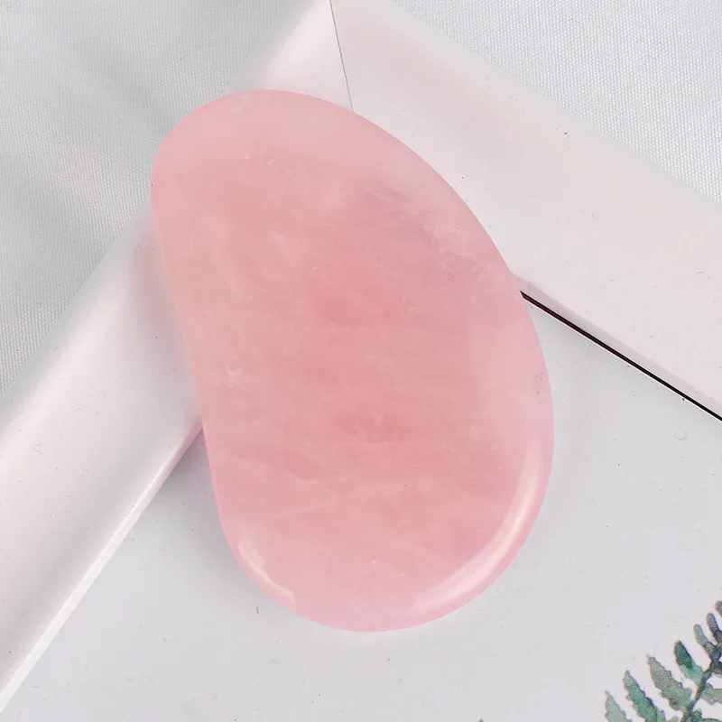 face rose quartz jade bian stone body gua sha scraping hand massage roller board lifting tool set
