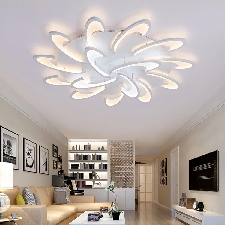Flower Shape Led Crystal Ceiling Lamp Home Decorate Surface Mounted 30w 60w 120w 150w Acrylic Fancy Ceiling Light