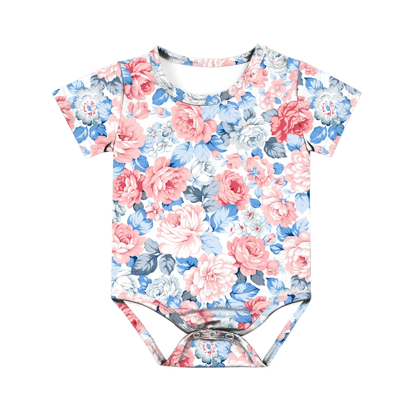 infant clothes in bulk short sleeve romper baby t-shirt newborn onsie for girls Floral Jumpsuit Little Kid Bodysuit Crawl Suit