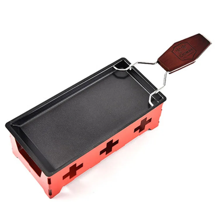 Cheese Melt Pan Non-Stick Rotaster Baking Tray Stove Set Portable Foldable Non-Stick Candlelight Cheese Raclette Pan