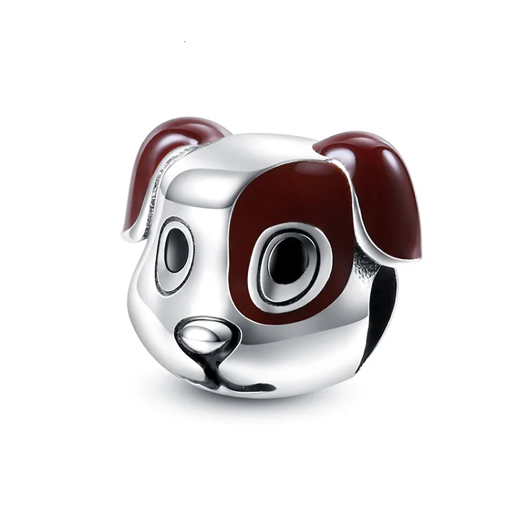 925 sterling silver gold plated enamel dog charm beads kawaii animal charms for bracelet