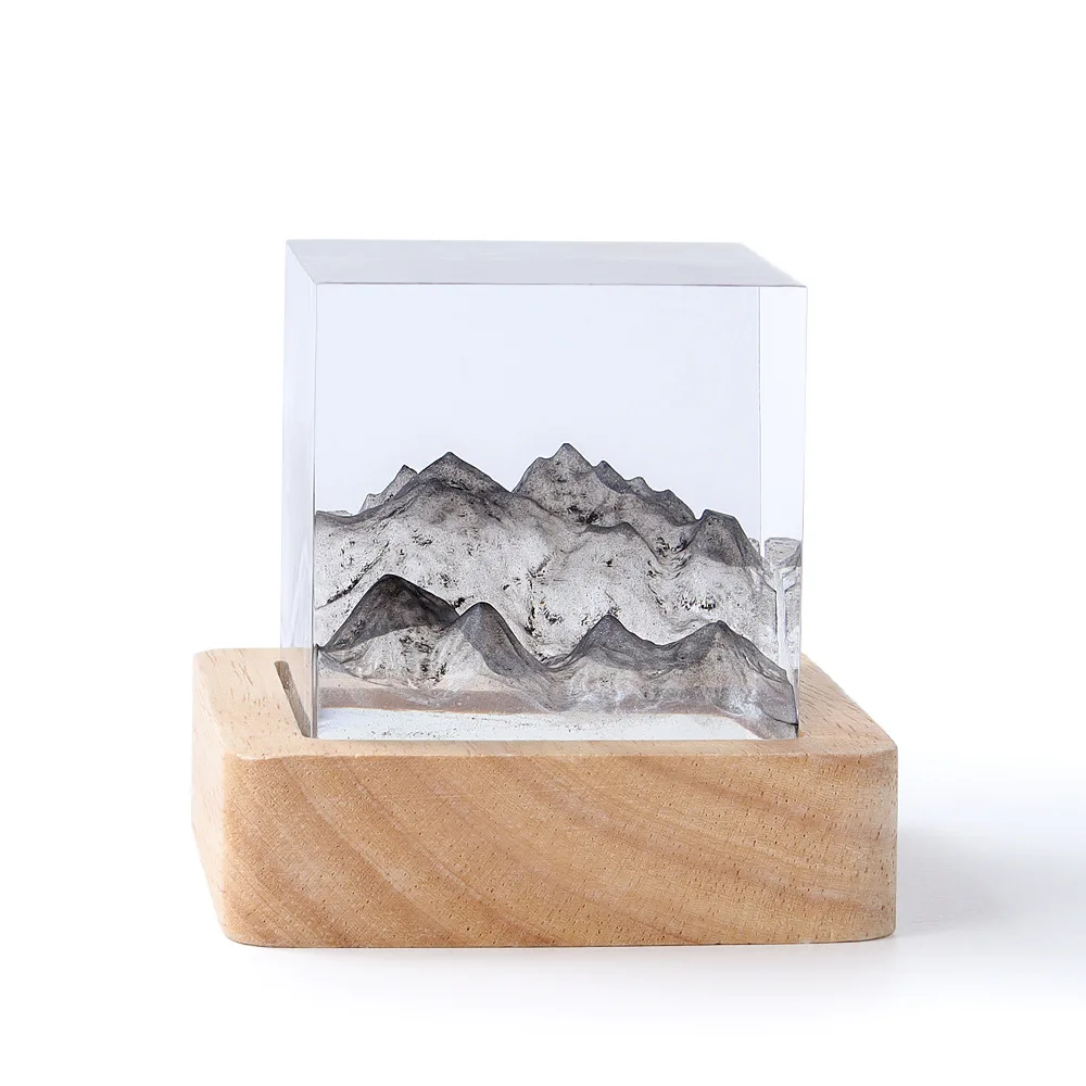 Epoxy Resin Cube LED Night Light Handmade Miniature Landscape Ornaments Birthday Gifts Home Decor Bedside Table Lamp