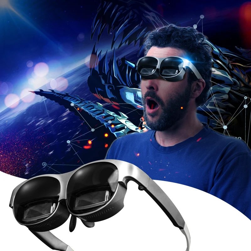  Black Grey Portable Cinema Smart Fiber 4K 3d VR AR Glasses Devices For Projector With