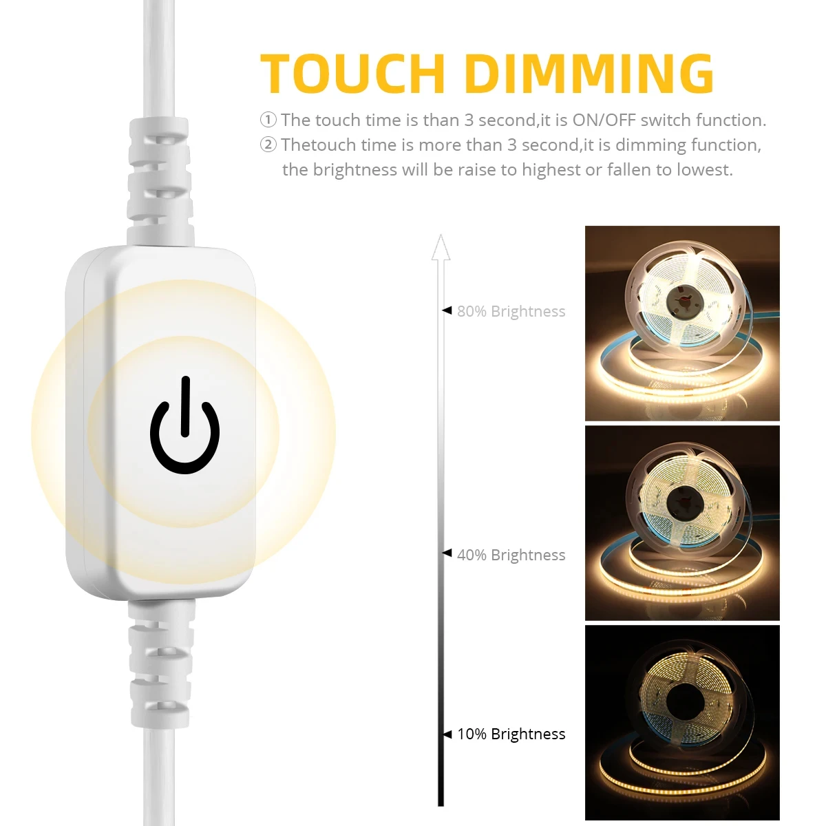 Touch Sensor Dimmable USB COB LED Strip Light 5V Ribbon Flexible Strip 320LEDs/M Night Lamp For Mirror Backlighting Decoration