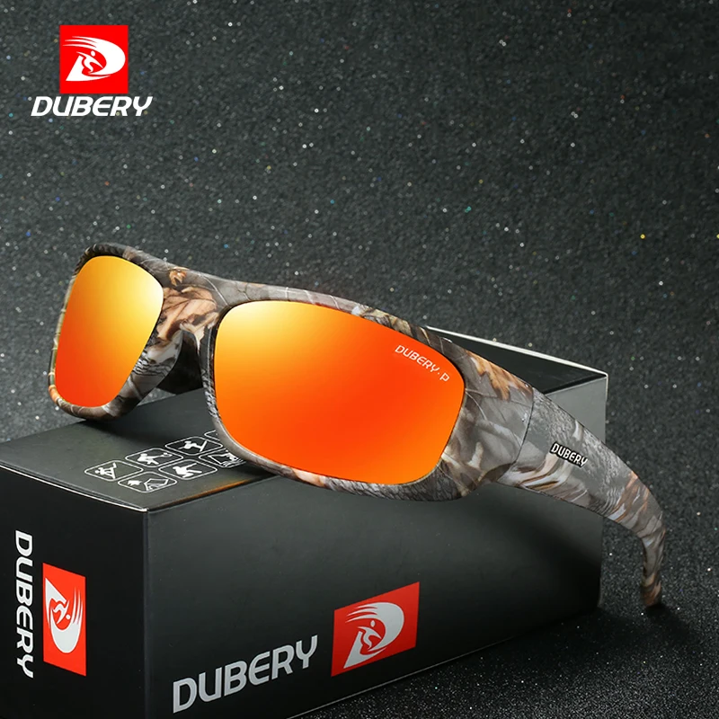 
DUBERY Men Camouflage Sport Glasses Polarized Night Vision Sun Glass UV400 Shades Retro Male Sunglasses 