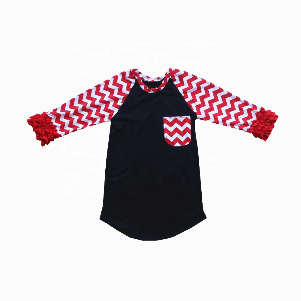 
Infant Baby Ruffle Raglan Toddler Girl Custom T Shirt Printing Children Icing Ruffle Raglan Shirt For Autumn 