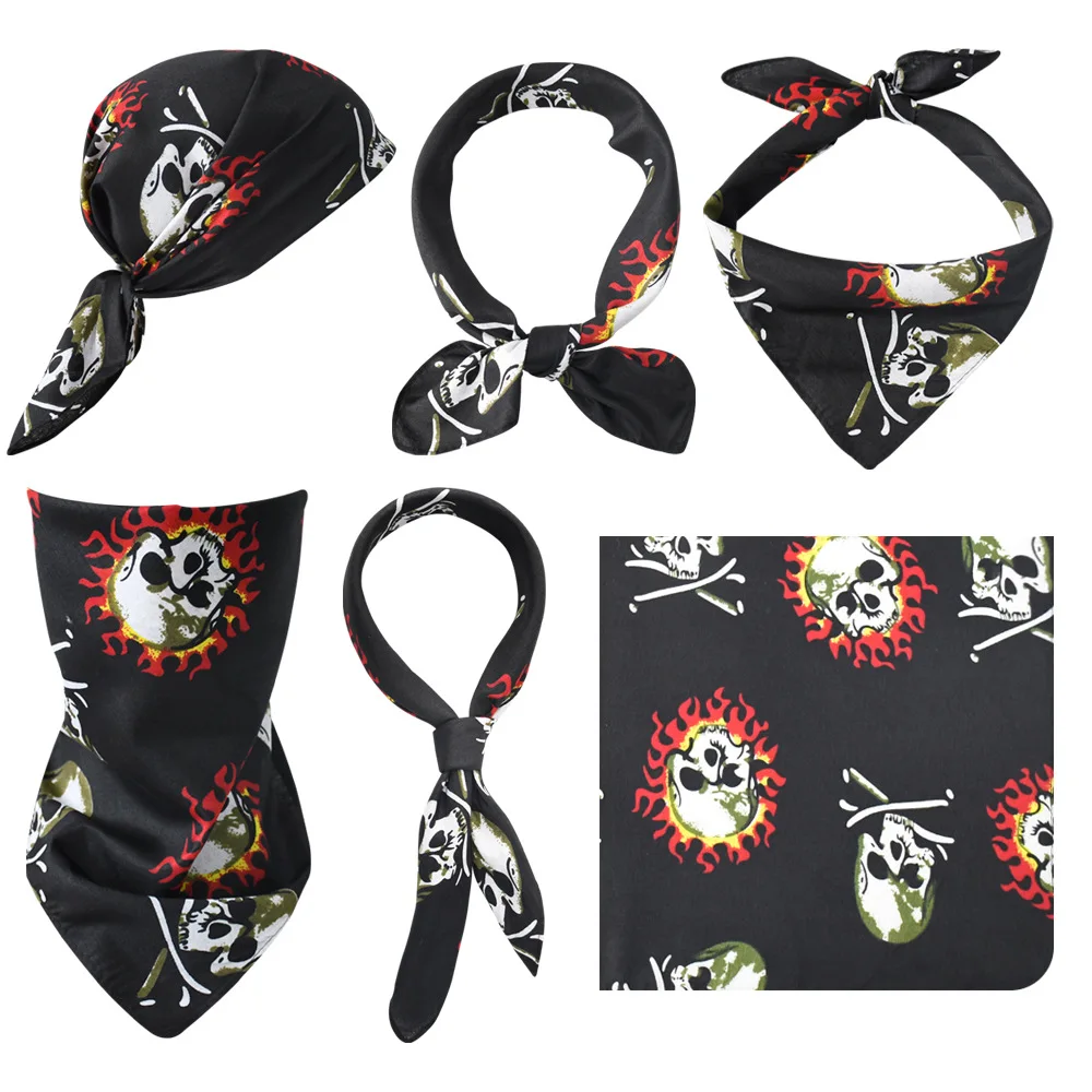 Polyester bandanas Custom Printed Logo Men Hip Hop Scarf Skeleton Pattern Personalized Design Recycle Bandana