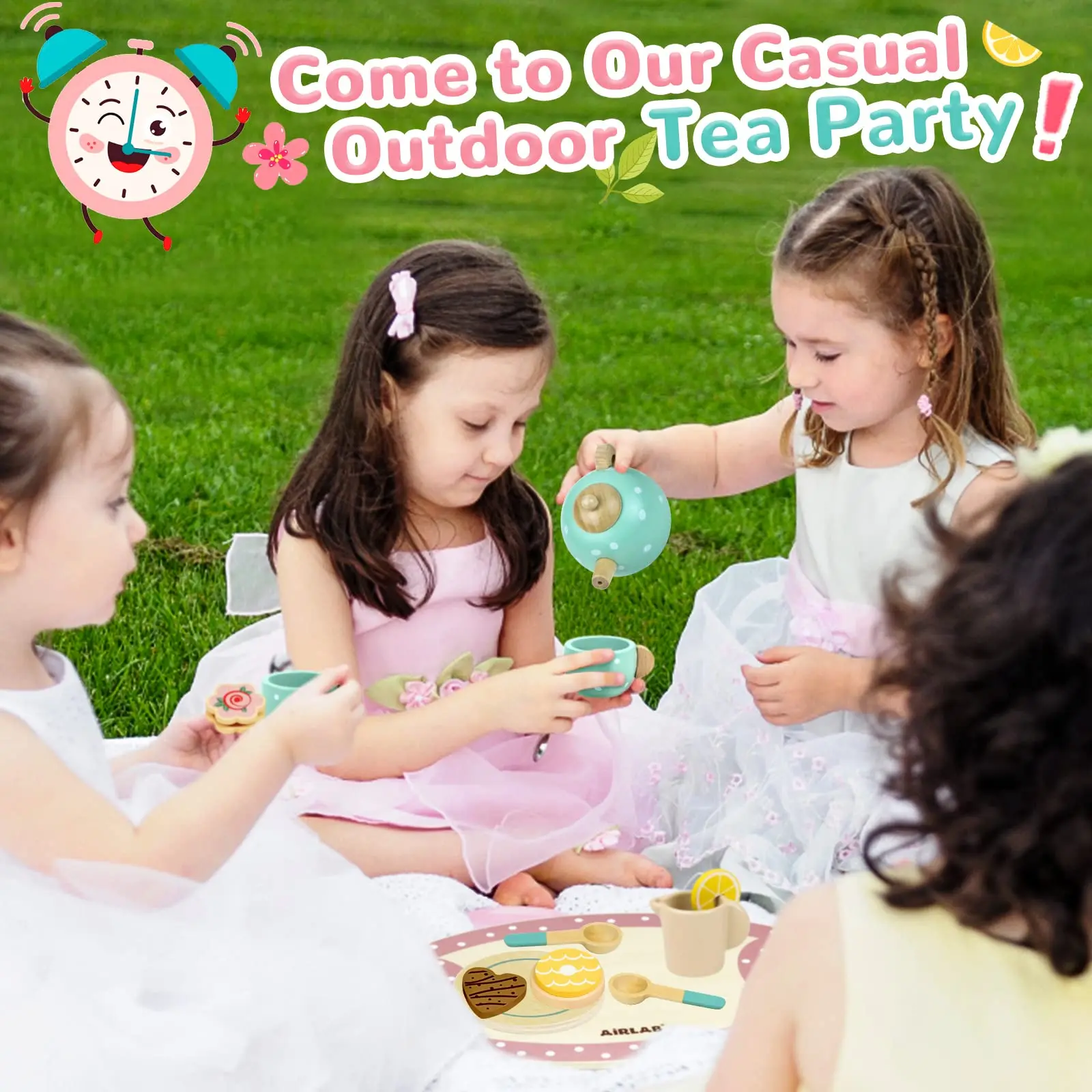 Wooden Afternoon Tea Set For Little Girls And Boys Play Food Pretend Play Kitchen Accessories Party Food Toys Educational Toys