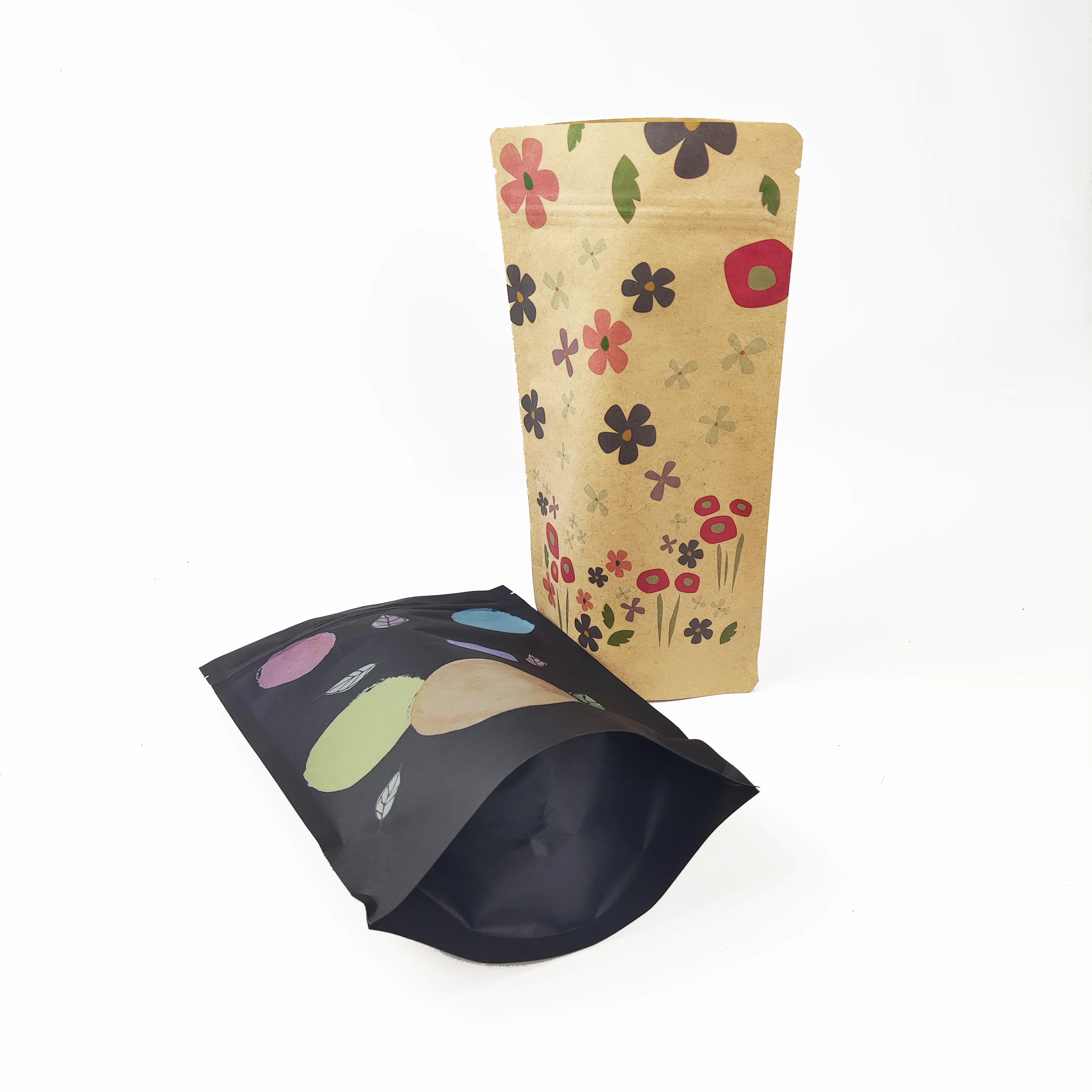 Custom Food Packaging Stand Up Ziplock Pouch Mylar Bags PLA Coated Kraft Paper Bag