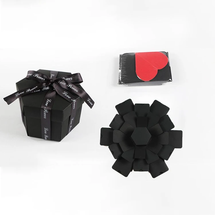 Luxury Custom Multi-layer Surprising Gift Storage Card Album Hexagonal DIY Explosion Photo Box Gift Packaging Paperboard Accept