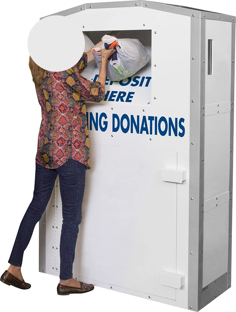 Factory Custom Large Community  Large Steel CollecDonator Clothes Recycling Bank garden metal trash can  clothing donation bins