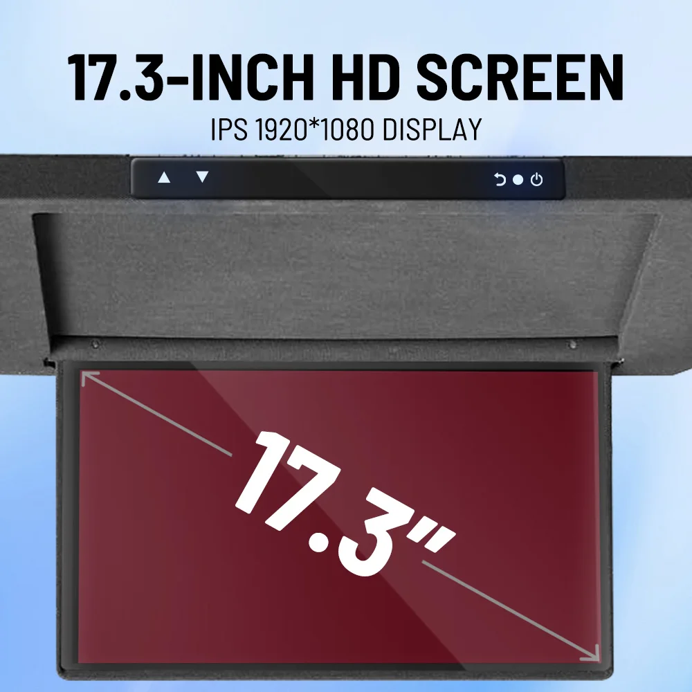 17.3 Inch 8Core 64G IPS Android Car Roof Monitor  Electric Reverse Ceiling TV Touchscreen Monitor Car TV for Tesla Model Y
