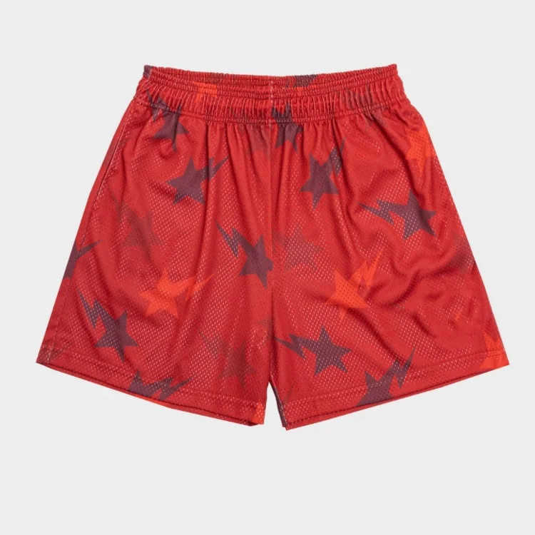 Wholesale Stock Custom Logo Summer Print Polyester Sweat Run Workout Mesh Sport Design Board Unisex Fitness Crossfit Men Shorts