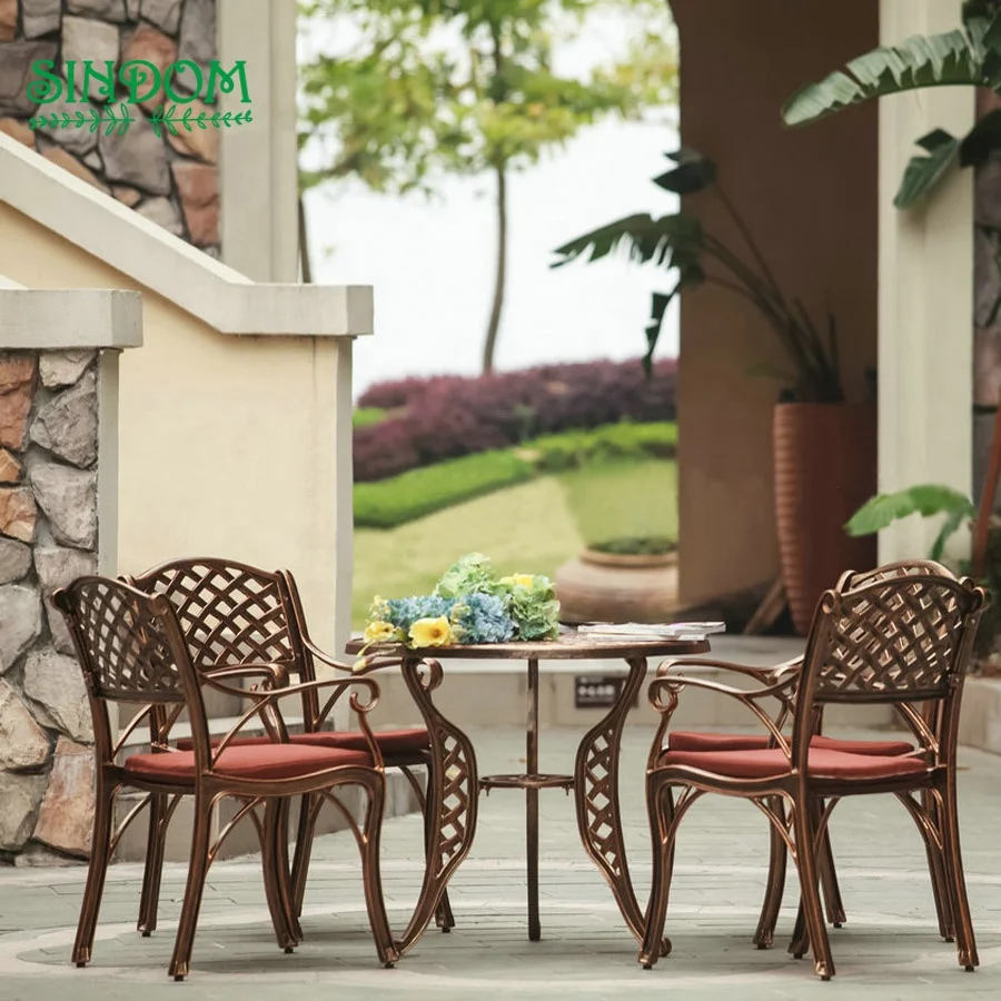 Cast Aluminum Frame Outdoor Garden Patio Furniture Set Dining Table and Chairs