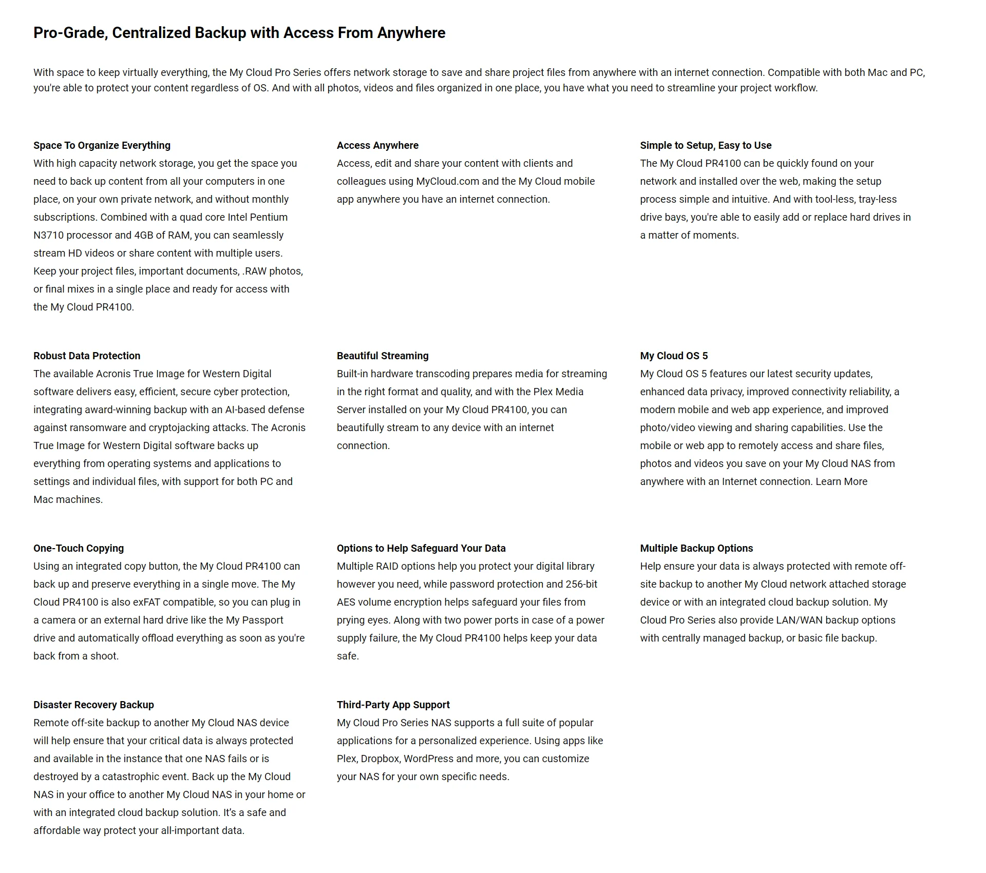 0 16 24 32 40 48 56 64 72 80 88 TB My Cloud Pro Series PR4100 Storage NAS HDD with 16GB memory Network Attached Storage