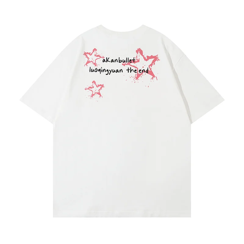 #2485 Streetwear Women T Shirts Custom Graphic Tee Crew Neck Cotton Oversized Heavyweight Printed