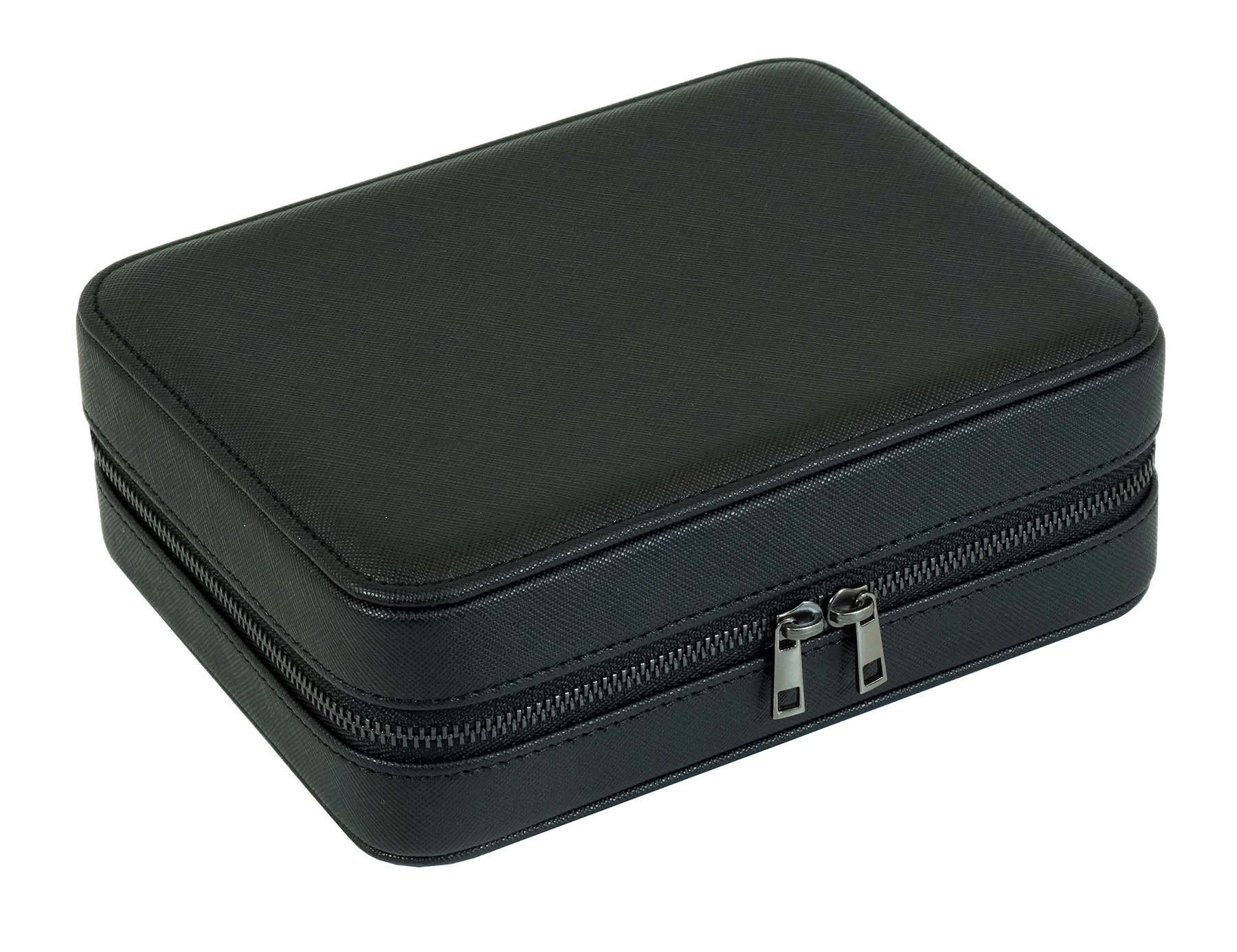 Sonny Custom Black Leather Travel Jewelry Box Case for Watch Cufflink Bracelet