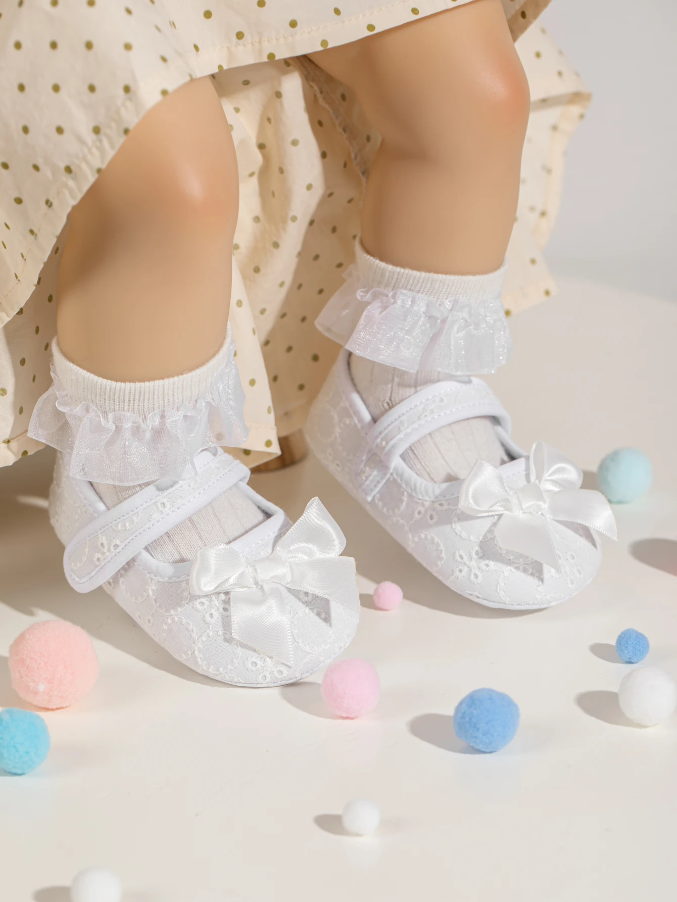 Factory Pure White PU Leather Baby Mary Jane Anti-Slip Soles For Babies And Toddlers Baby Dress Shoes