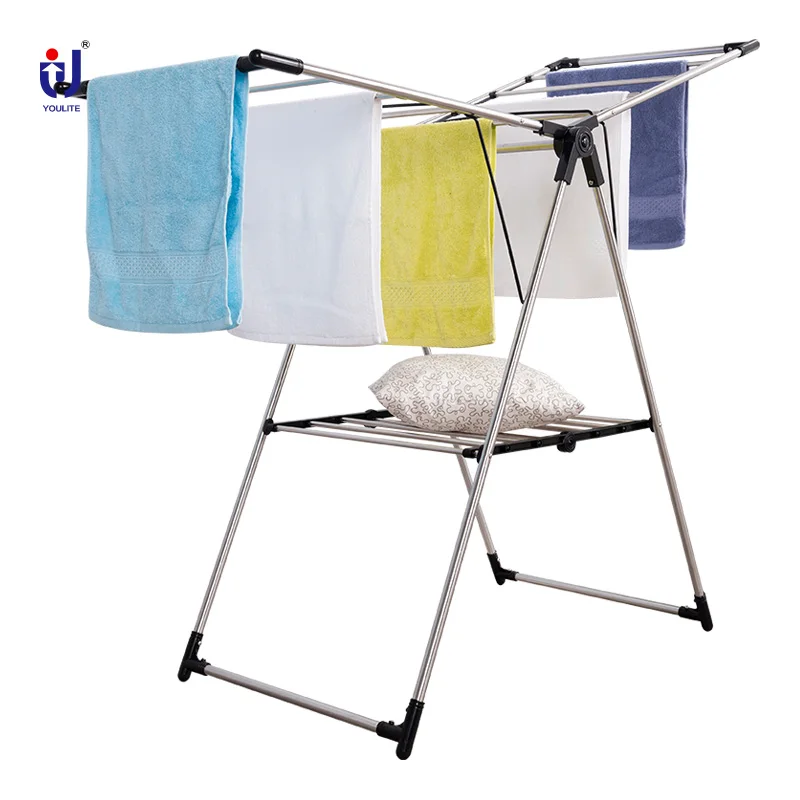 High Level Metal Home stainless steel laundry rack drying rack foldable clothes drying