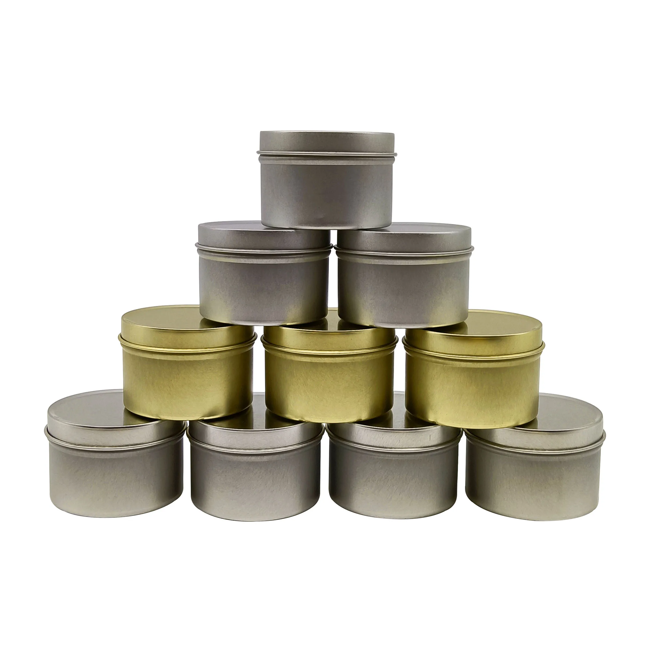 Factory wholesale custom empty candle jar with lid custom candle box gold metal tin can container candle tin jar