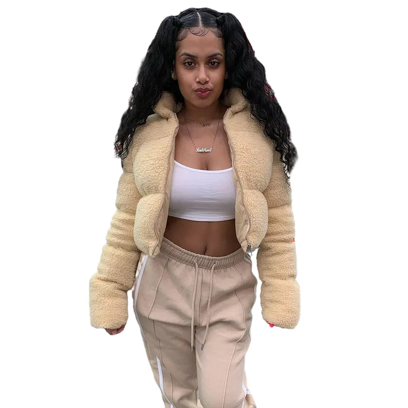 Women Winter Jackets And Coats 2021 Long Fleece Cropped Candy Women fuzzy Bomber Jackets Coats For Ladies Fur Coat