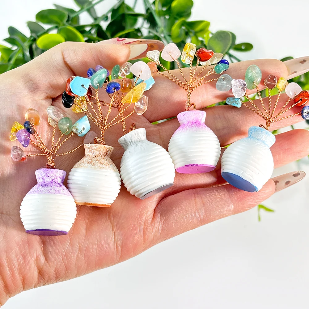 Wholesale Mini Crystal Bonsai Trees, Hand-made Quartz Gravel Natural Crystal Tree of Life for Home Tabletop Decoration