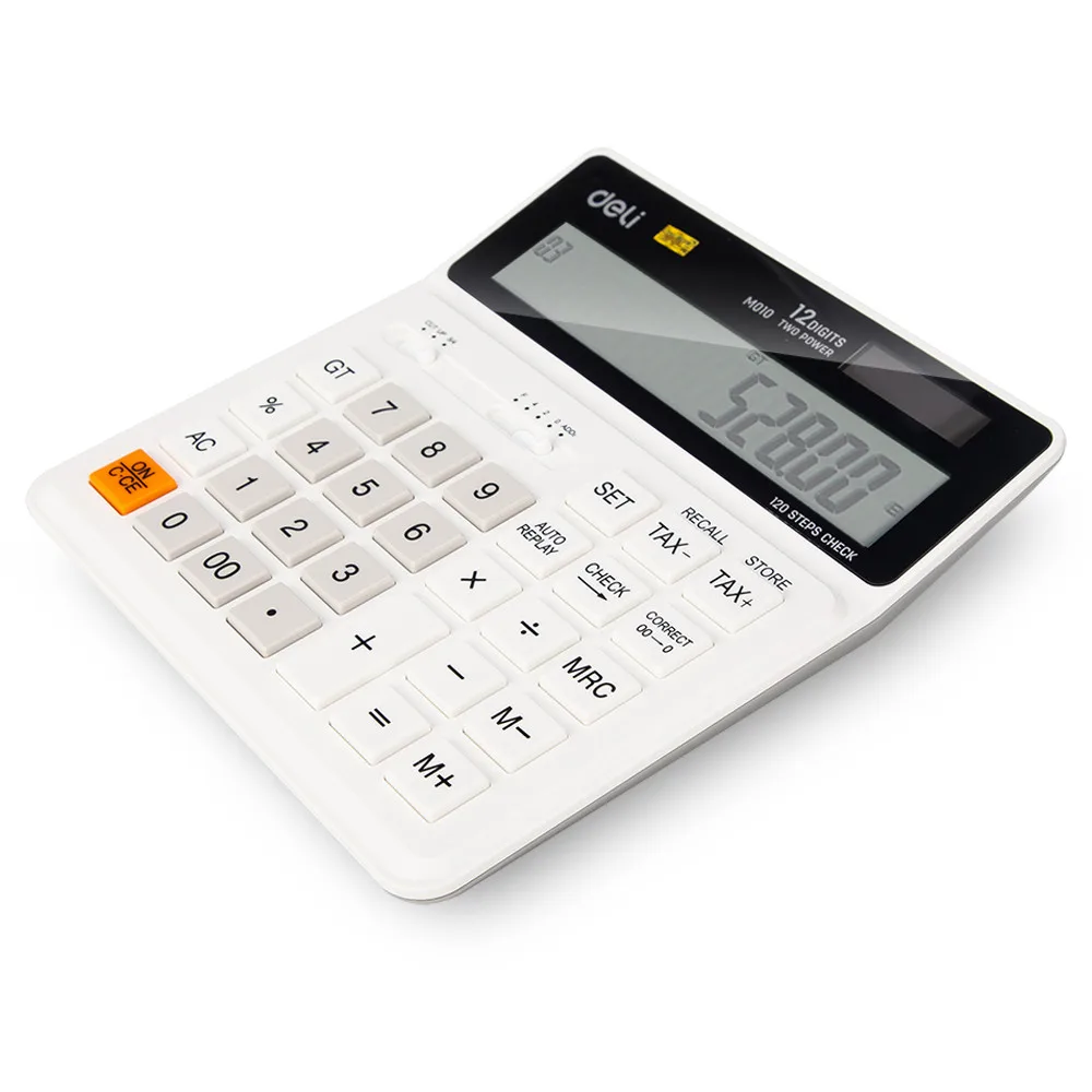 Deli Tax Calculator Check Correct 120 steps EM010 Black White 12 digit dual power business office finance desktop calculator