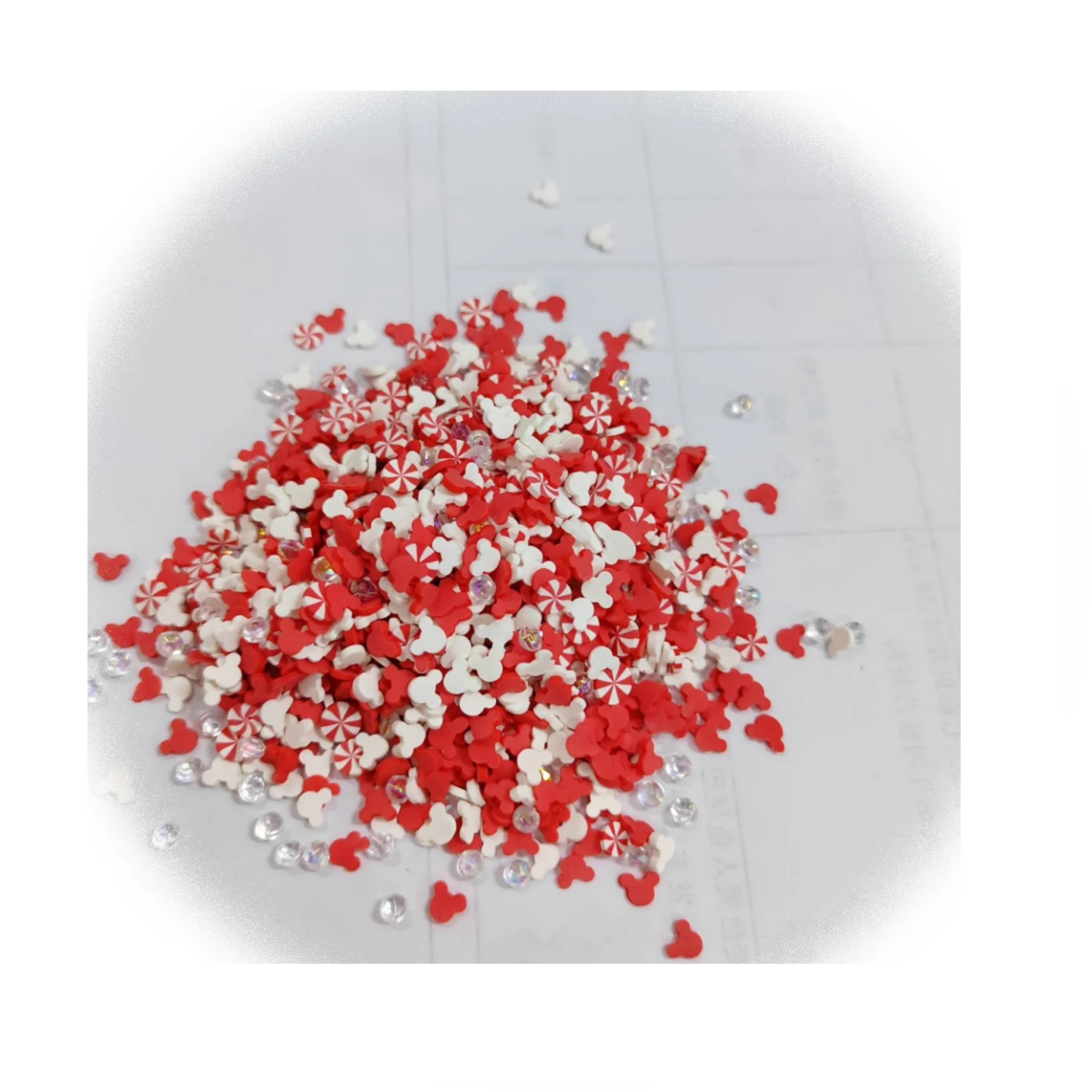 5mm Mouse Head With Crystal Diamond  Polymer Clay Slices Mixed Mints Candy Sprinkle Pearls Slime Crafts Filling