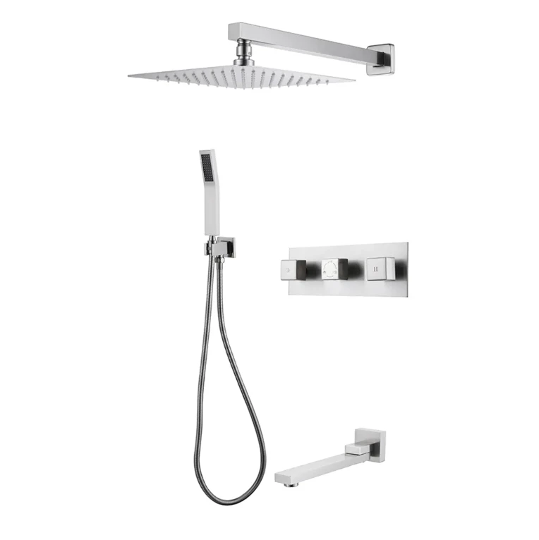 Golden Luxury New Design Bathroom Brass Exposed Shower Set Mixer Rainfall Jet Spray Pattern Luxury Bathroom Shower System Sets