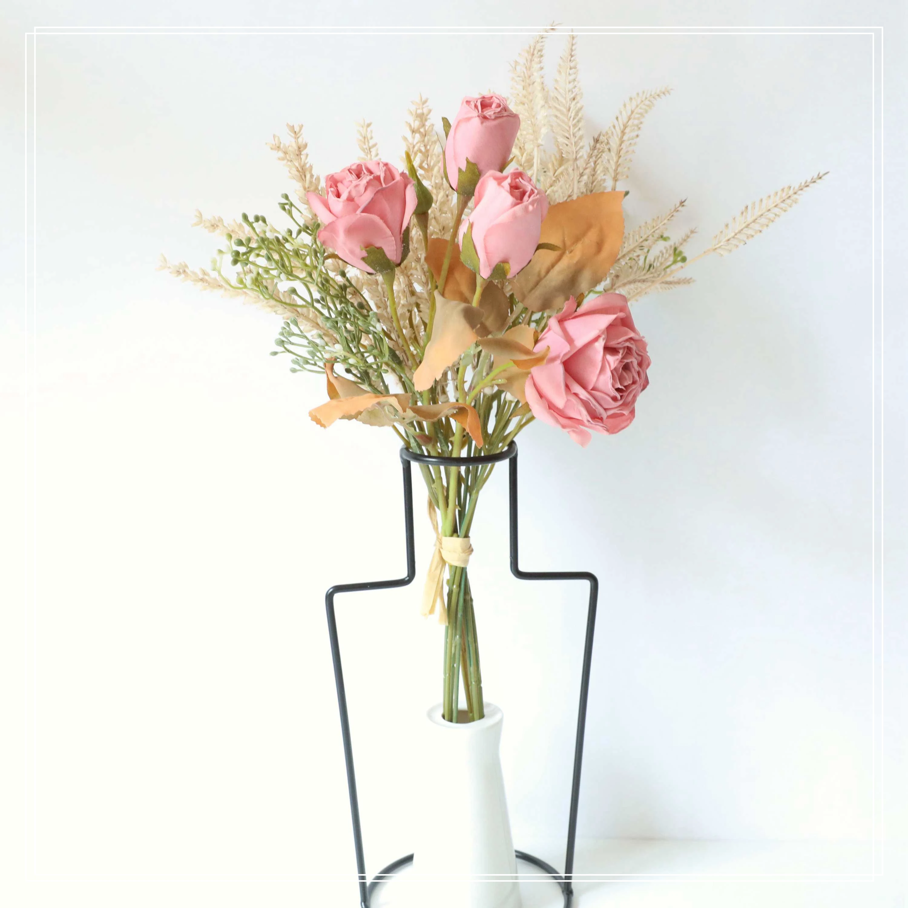 Realistic Faux Dried Rose Bouquet Decorative Flower Artificial_Flower_Manufacturers  With Great Price