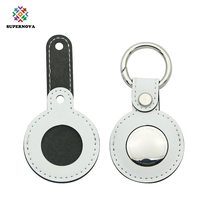  Sublimation Blank Leather Case for Apple AirTags Keychain Air tag Holder Tag Key Ring Cases Tags Protective