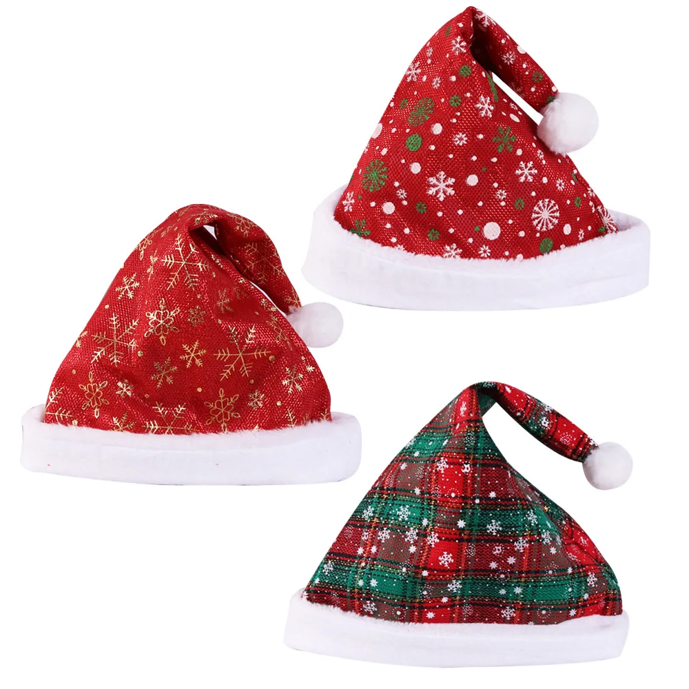 
Wholesale thick golden snowflake hat christmas old man decorations red christmas party hats 