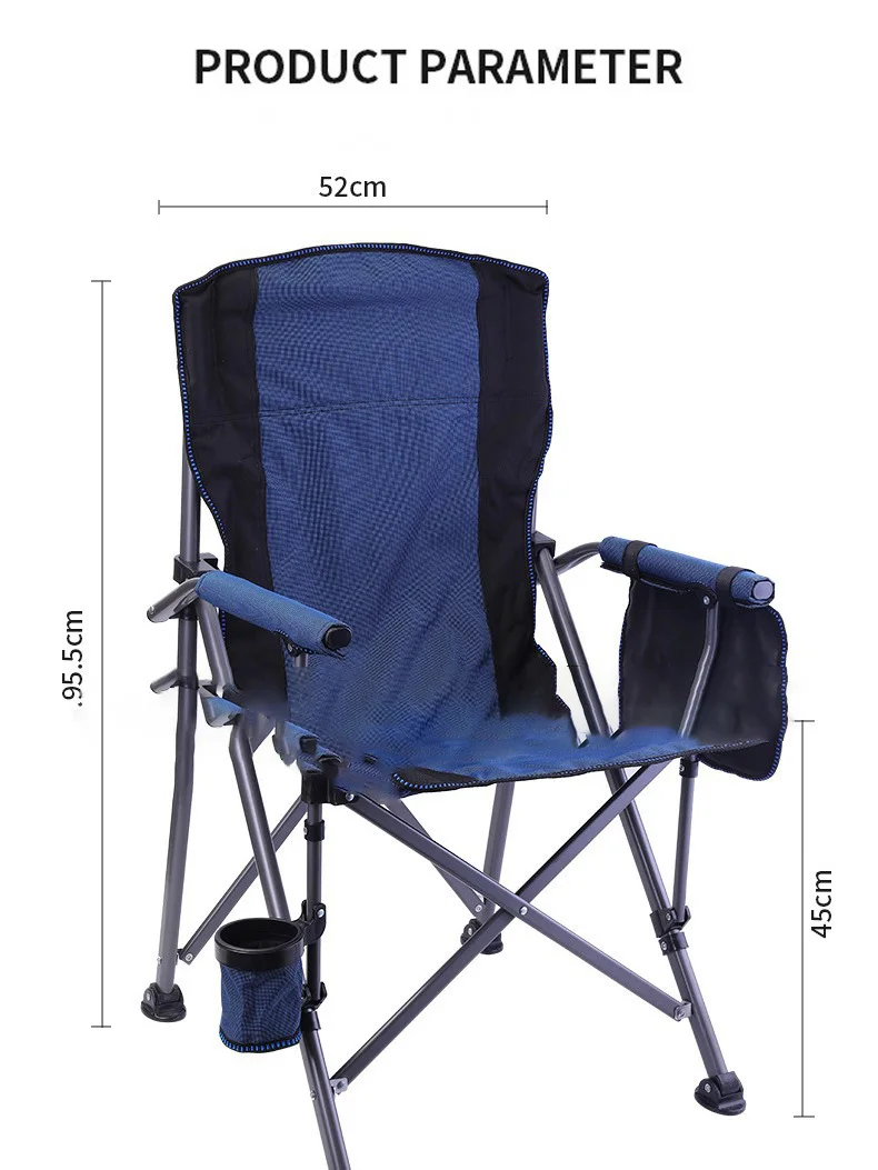 New Outdoor Winter Use Hrated Folding Chairs High Load Bearing Capacity Lightweight Easy to Carry Metal stool With Cup Holder