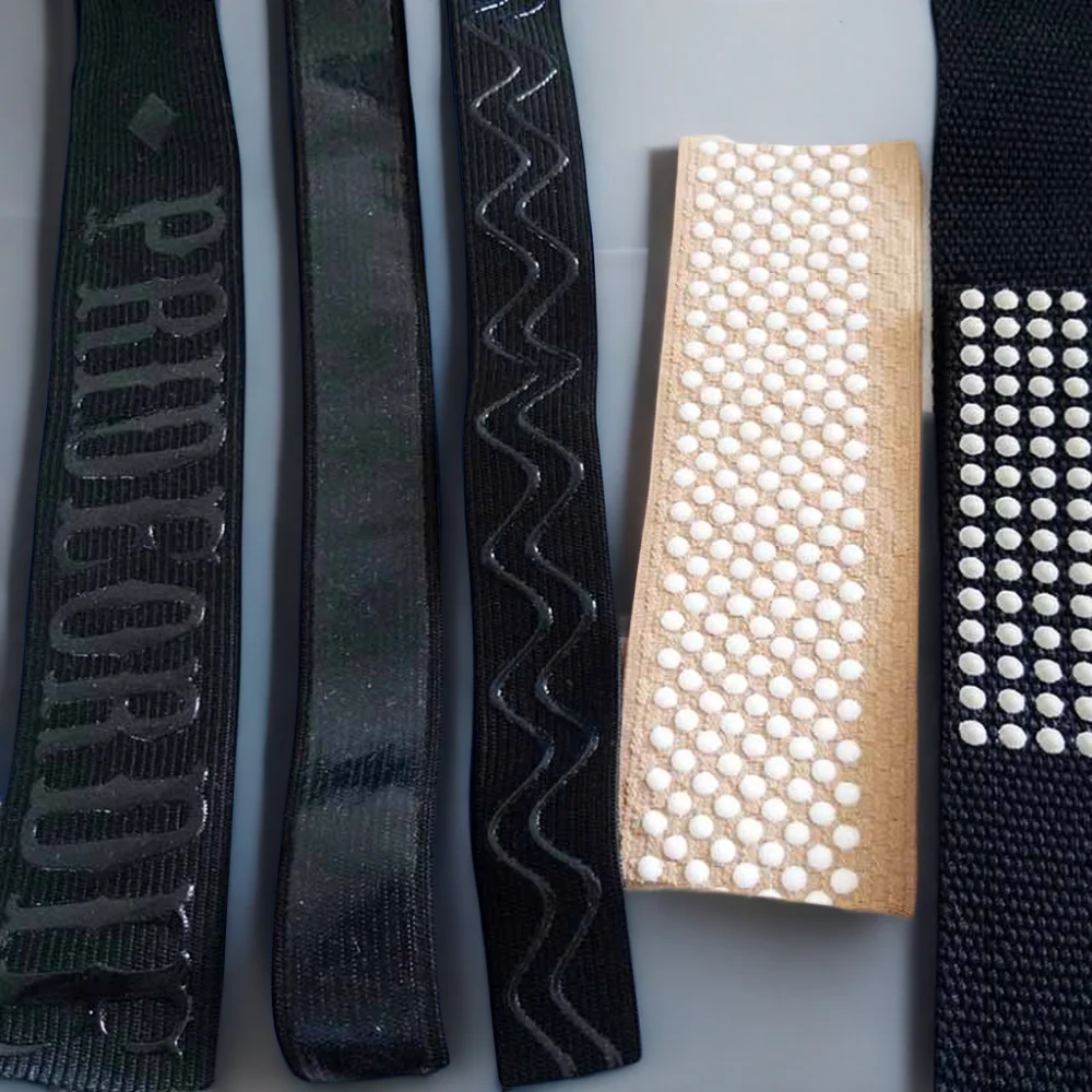 Cycling garment 25mm width polyester webbing elastic band gripper silicone tape for clothing