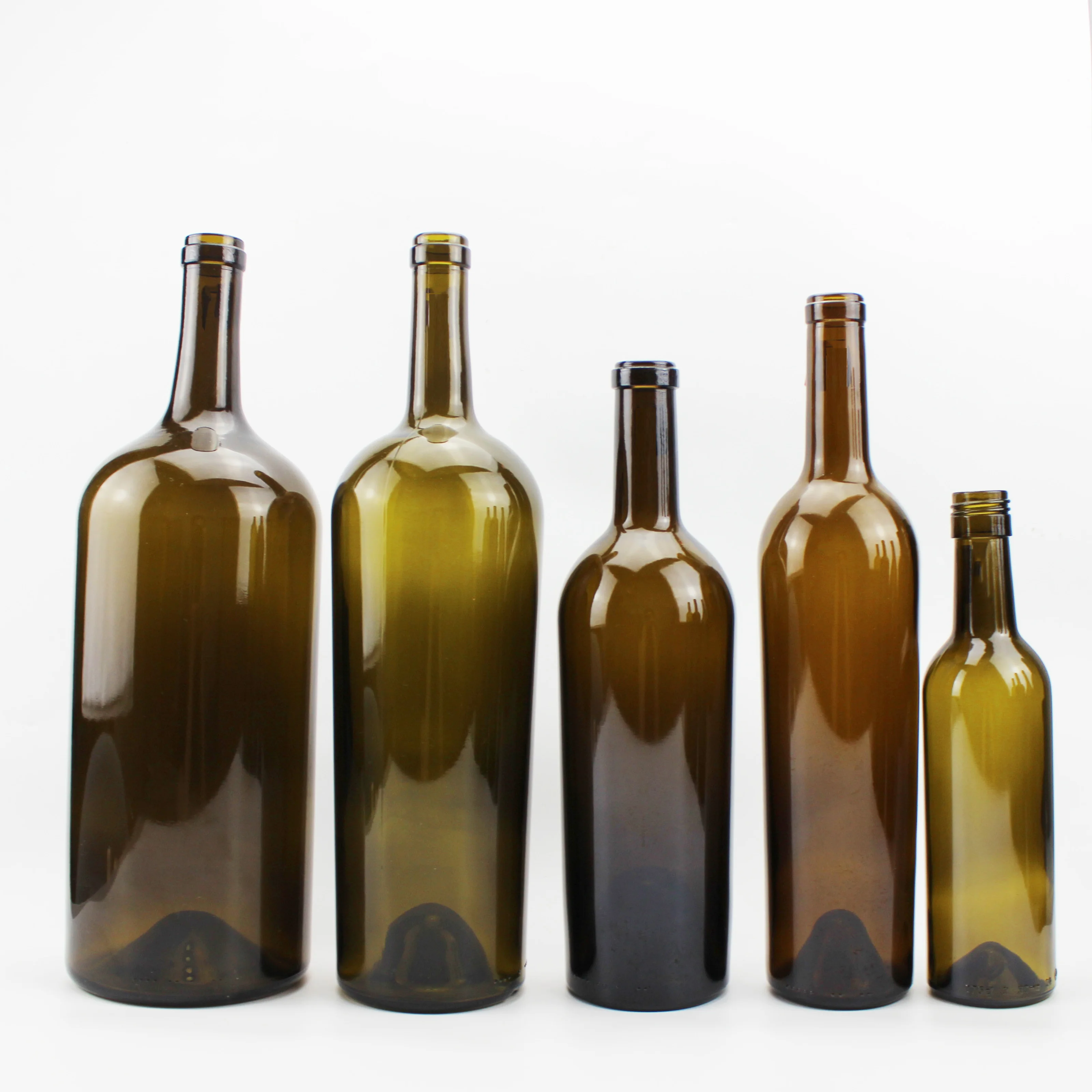 Wholesale brown green black 187ml 375ml 500ml 750ml empty wine glass bottle