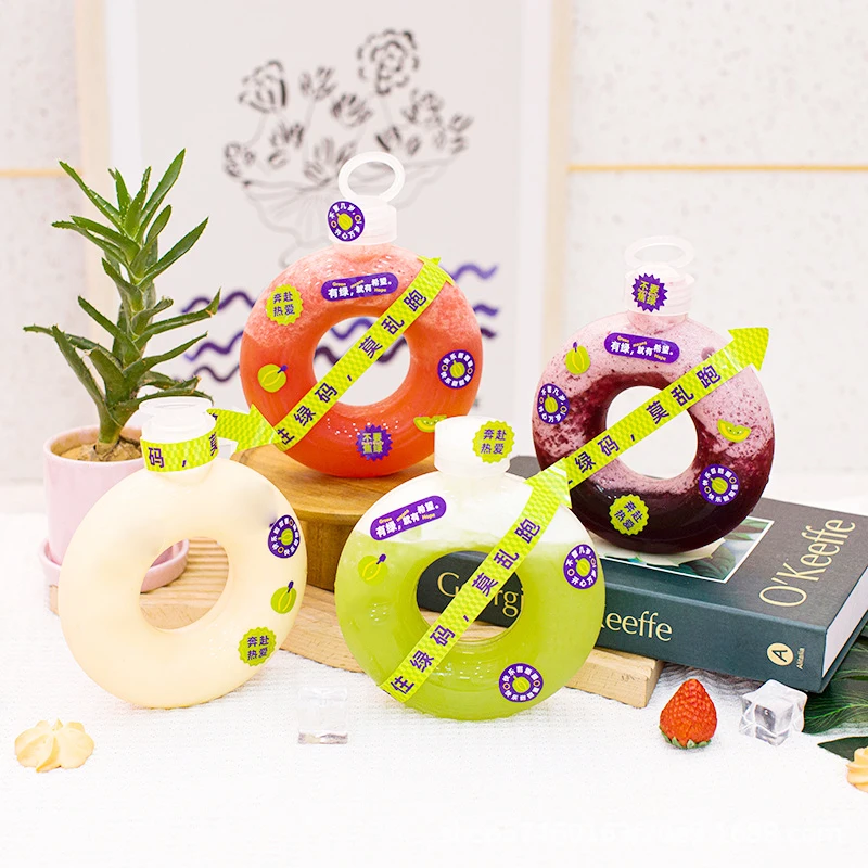 16oz 500ml HIgh Temperature Resistance PP Plastic BPA FREE Juice Bottle Custom donut shaped