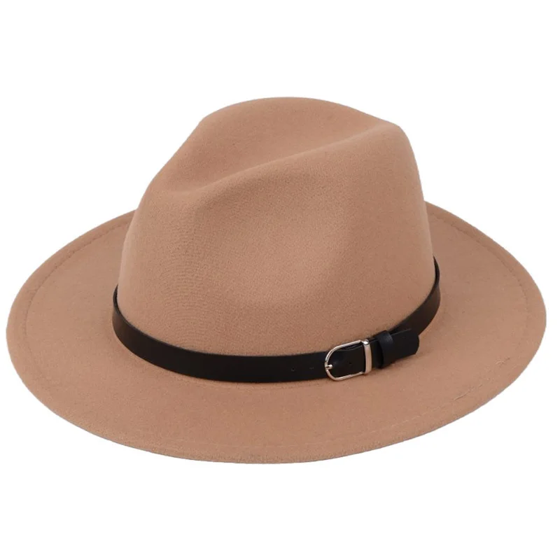 Wholesale Classic British Fedora Hat Men Women Imitation Woolen Winter Fedora Wide Brim Felt Hats for Unisex