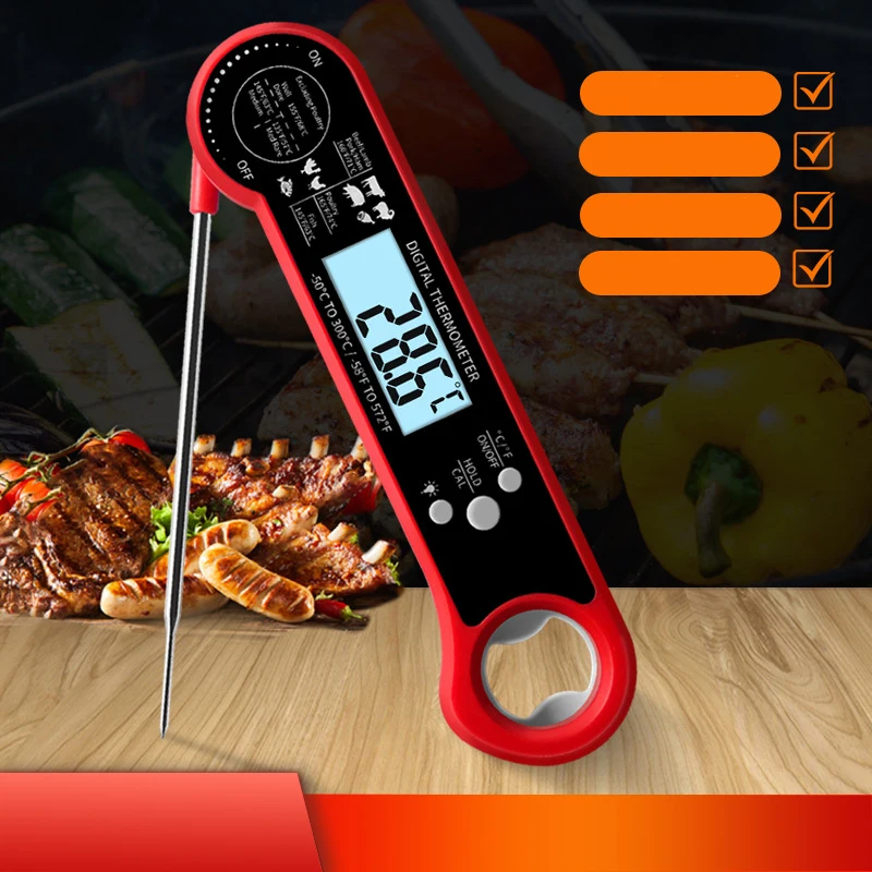 3 in 1 Digital Meat Thermometer, Instant Read Food Thermometer with 2 Detachable Wired Probe for Grilling, Cooking, BBQ