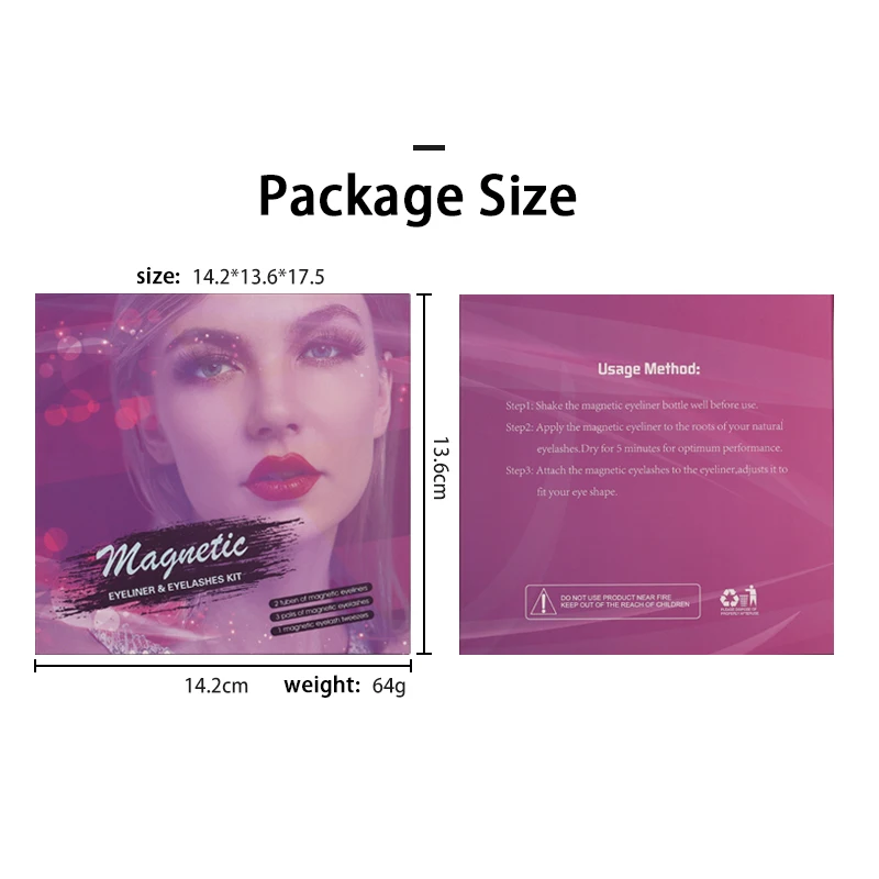 
Wholesale private label vendor 100% 3d magnetic glueless magnatic 10mm 5 pairs fluffy faux mink eyelashes with 2 eyeliner 