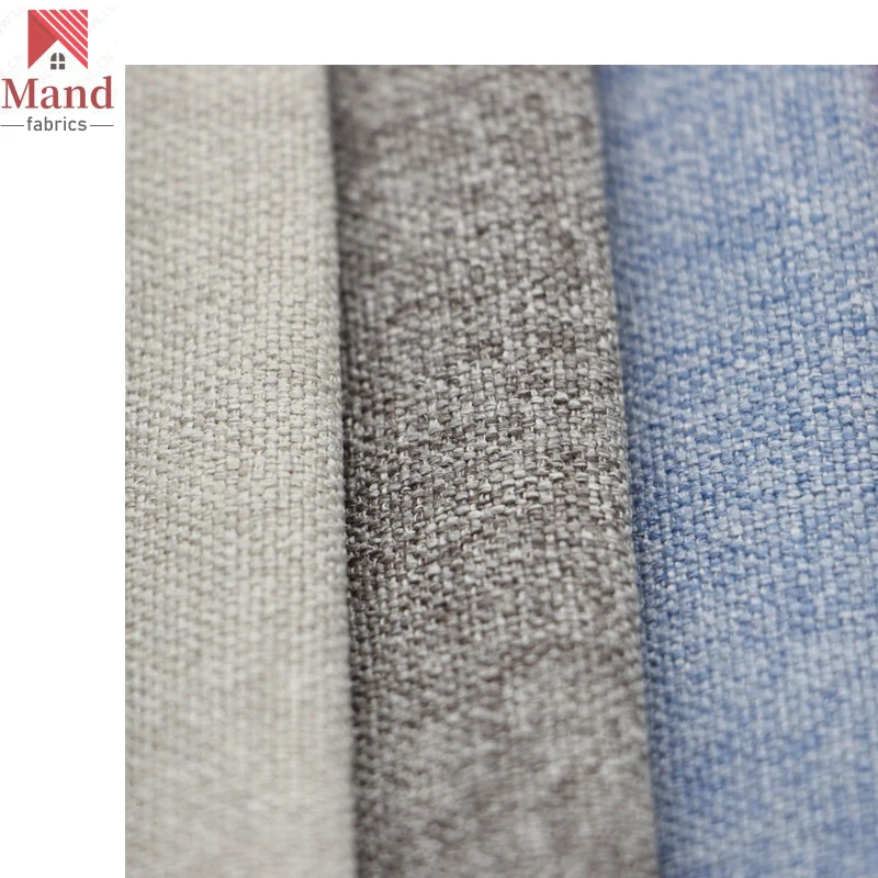 Mand Textile custom modern plain woven livingroom 140cm coated  polyester linen style 3 pass blackout curtain fabric