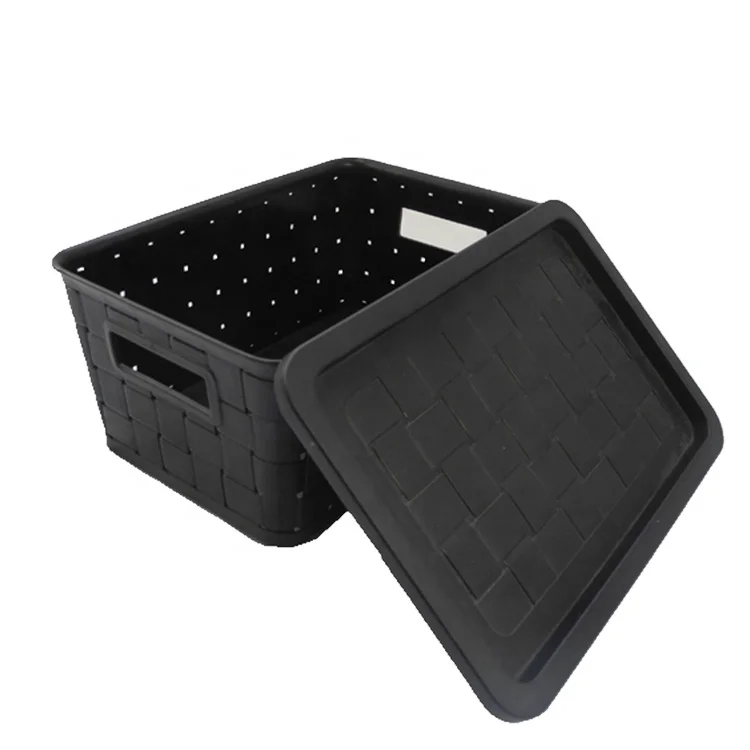 New Popularity Hot Sale plastic PP rattan handle pharmacy Kitchen Modern Portable Storage Basket with lid